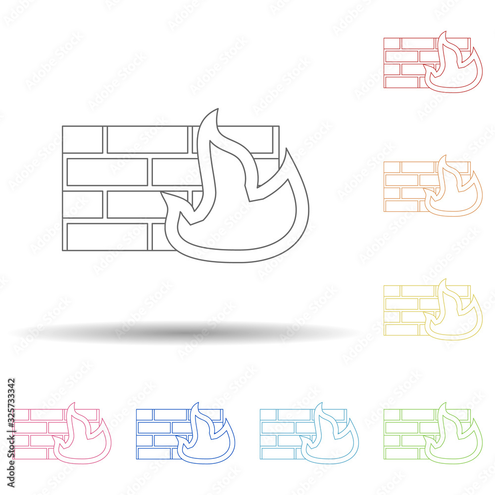 Poster firewall in multi color style icon. simple thin line, outline vector of virus antivirus icons for ui