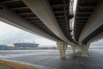 The view of the stadium from under the Expressway