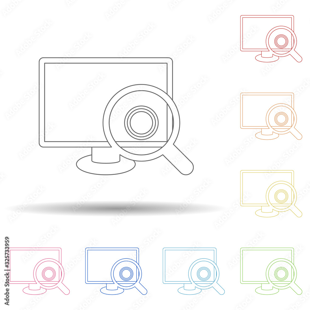 Aufkleber virus scan in computer in multi color style icon. simple thin line, outline vector of virus antiviru