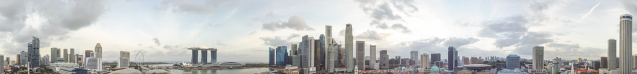 Fototapeta na wymiar Singapore aerial panoramic view from drone