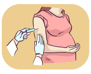Girl Pregnant Vaccination Syringe Illustration