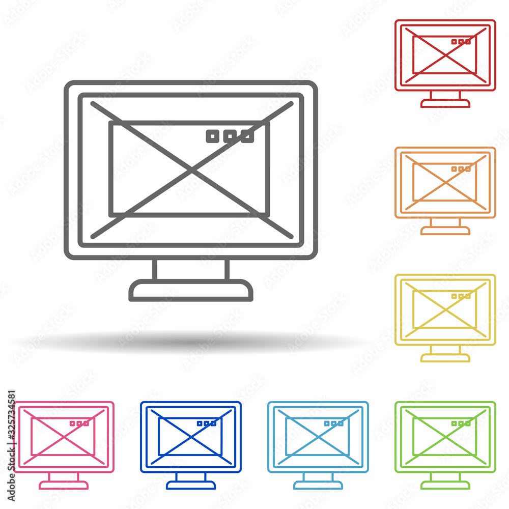 Poster closing the browser in the monitor in multi color style icon. simple thin line, outline vector of vi