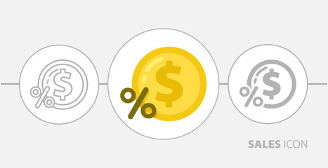 coin with a percentage. sales flat icon