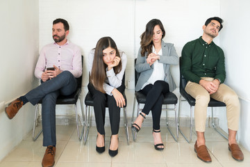 Candidates Waiting For Their Turn During Job Interview