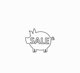    Shopping day - sales and discounts. Pig Bank Silhouette