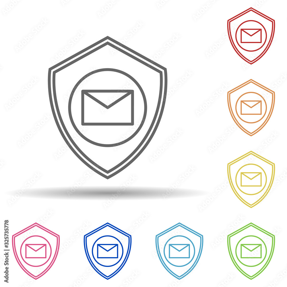 Poster mail protected in multi color style icon. simple thin line, outline vector of virus antivirus icons 