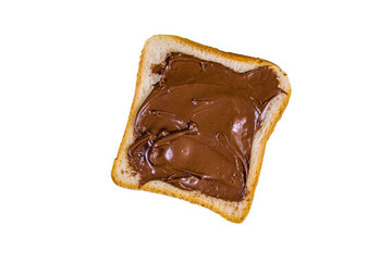 Sandwich with chocolate spread isolated on a white background