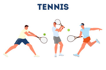 Tennis player holding a racket on tennis court. Tennis player training.