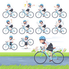 Naklejka premium flat type school girl White shirt summer_road bike