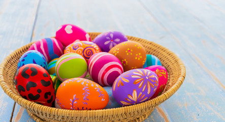 Colorful eggs for Easter on the background