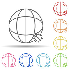 Global beetle in multi color style icon. Simple thin line, outline vector of virus antivirus icons for ui and ux, website or mobile application