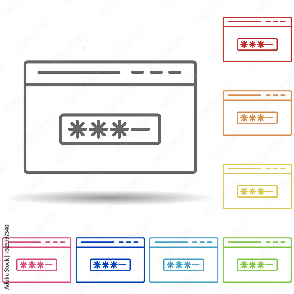Aufkleber browser password in multi color style icon. simple thin line, outline vector of virus antivirus icon