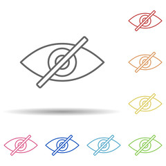 Off eye in multi color style icon. Simple thin line, outline vector of virus antivirus icons for ui and ux, website or mobile application