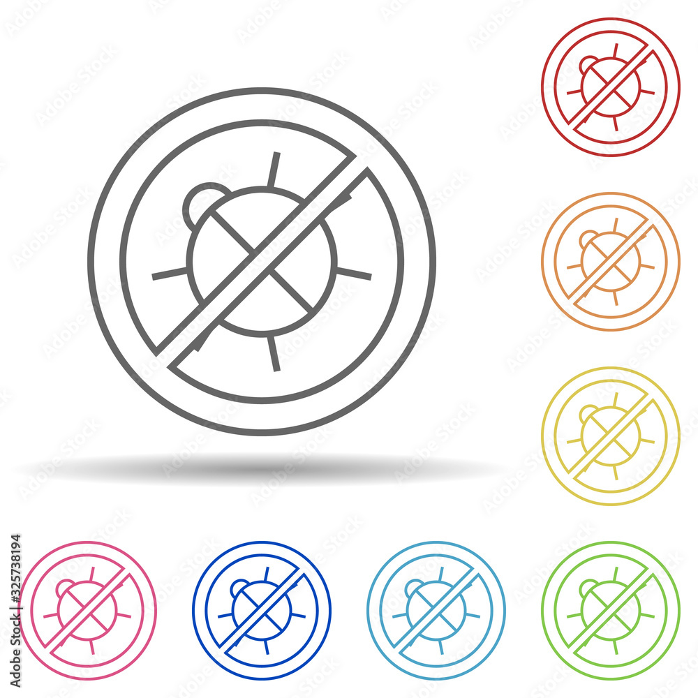 Poster off bug in multi color style icon. simple thin line, outline vector of virus antivirus icons for ui 