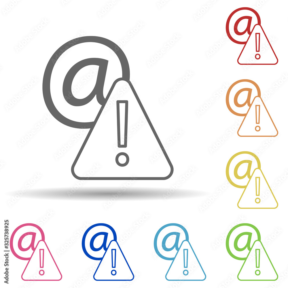 Poster warning sign in email in multi color style icon. simple thin line, outline vector of virus antivirus