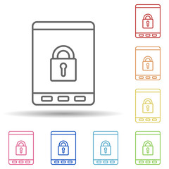 Lock in phone line in multi color style icon. Simple thin line, outline vector of virus antivirus icons for ui and ux, website or mobile application