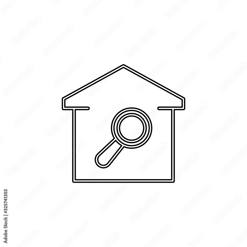 Aufkleber in search of a home icon. simple thin line, outline vector of web icons for ui and ux, website or mo