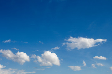 Bright blue sky with white clouds for background or wallpapers