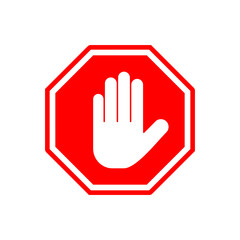 Stop icon isolated on white background. Hand symbol. Hand icon vector