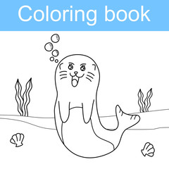 coloring page for kid , vector seal