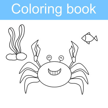 coloring page for kid , vector crab