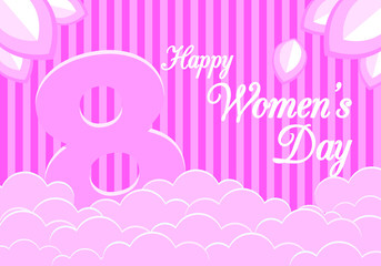 Happy women's day vector pink graphic
