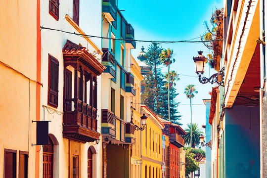 Landmark and vacations in Spanish beachs.Canary Islands.Tenerife,La laguna village.Travel and tourism in Canaries