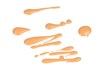 Obraz premium Liquid foundation swatch isolated on white background. Close Up of makeup cream sample.