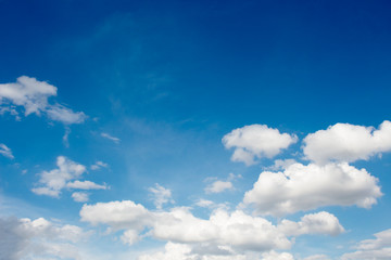 Bright blue sky with white clouds for background or wallpapers