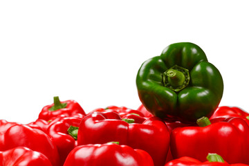 Group of bell peppers isolated on white background.