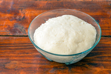 African maize porridge in transparent small bowl