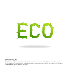 ECO friendly icon. Reduce, Reuse, Recycle symbol and banner. Save the environment vector poster design. Green leaves icon with ECO word.