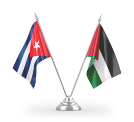 Jordan and Cuba table flags isolated on white 3D rendering