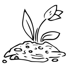 Tulip icon. Vector illustration of a spring tulip.Hand drawn  planted spring tulip.