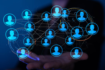 Lines connected with dots as social communication concept