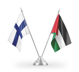 Jordan and Finland table flags isolated on white 3D rendering