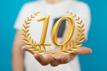 10 years anniversary celebration logotype with elegant celebration.