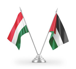 Jordan and Hungary table flags isolated on white 3D rendering