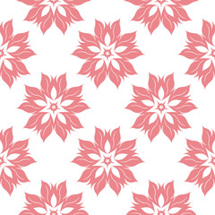 Fototapeta na wymiar Pink floral seamless pattern on white background