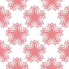 Floral seamless print. Pale pink pattern on white background