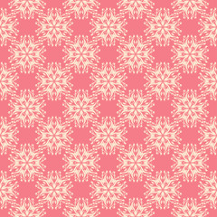 Floral seamless pattern. Beige flower design on pink background