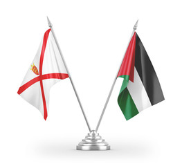 Jordan and Jersey table flags isolated on white 3D rendering