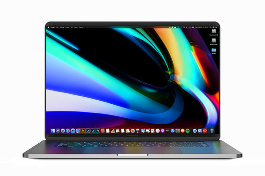 Cracow, Poland - February 24, 2020 : MacBook Pro a new version OS for Mac of the laptop from Apple