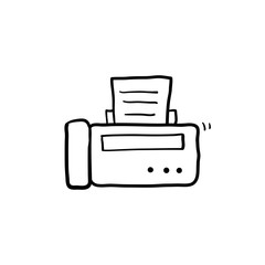 hand drawn fax icon illustration with doodle style vector