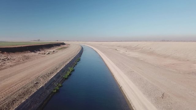 Aerial view of irrigation canal and maintenance road - Yuma Arizona