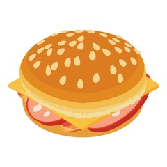 Tasty cheeseburger icon. Isometric illustration of tasty cheeseburger vector icon for web