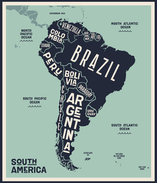 Languages of South America - Thematic map, Geo Map - South America - Chile, Geo Map — South America Continent