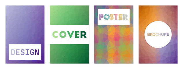 Set of geometric covers. Can be used as cover, banner, flyer, poster, business card, brochure. Captivating geometric background collection. Neat vector illustration.