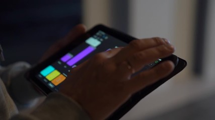 Engineer with a tablet app professional software equipment control