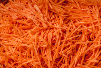 Sliced ​​carrots closeup. Shallow julienne.